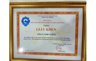 TAVITAX Vinh dự nhận Giấy khen của Hiệp Hội Doanh Nghiệp Tp.HCM.